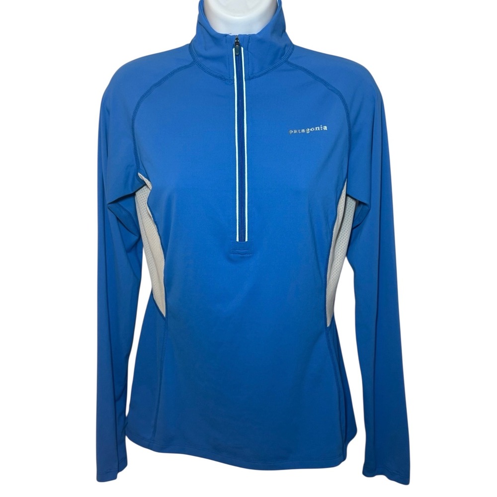 Patagonia Womens S Long-Sleeved All Weather Top 1/2 Zip Blue‎ Gray Stretch 24206